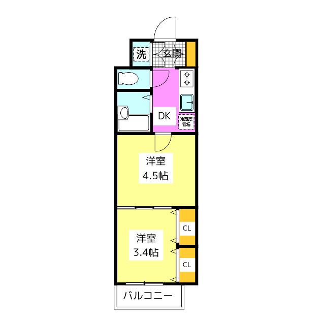 アリビオ天神南(1DK/10階)の間取り写真