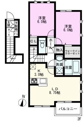 ファミリアA(2LDK/2階)の間取り写真