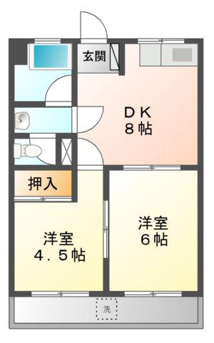 寿マンション(2DK/4階)の間取り写真