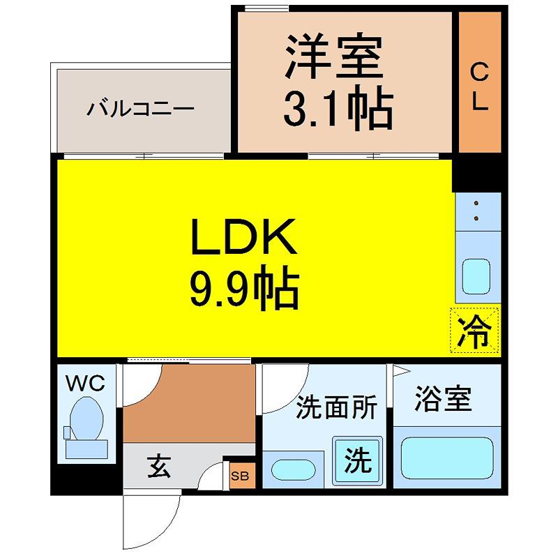 REGALEST三番町(1LDK/2階)の間取り写真