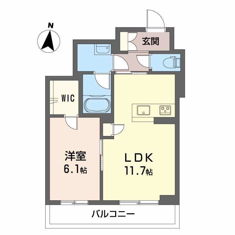 セレーノ庭瀬(1LDK/2階)の間取り写真