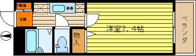 エーデルブルーメセブン(1K/2階)の間取り写真