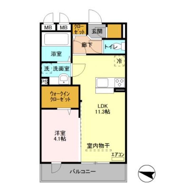 ステラタウン プルケリマ(1LDK/2階)の間取り写真