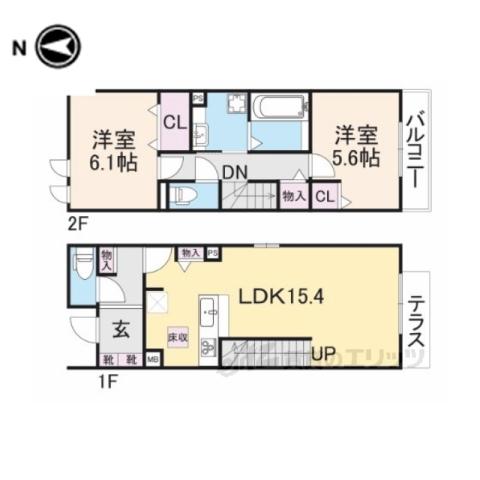 グランデ・フェリーチェ P棟(2LDK/1階)の間取り写真