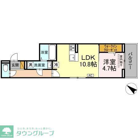 D-ROOM神明町II A A(1LDK/2階)の間取り写真