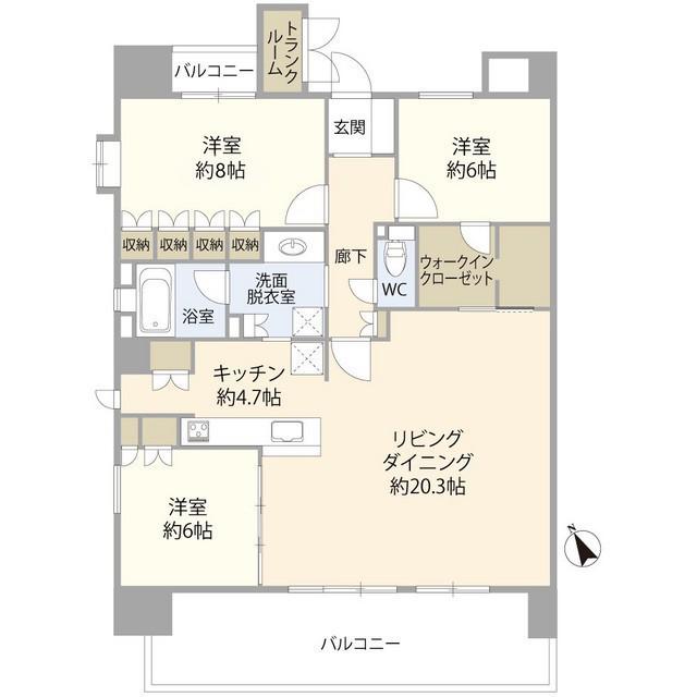 藤和シティホームズ名東牧の原(3LDK/15階)の間取り写真