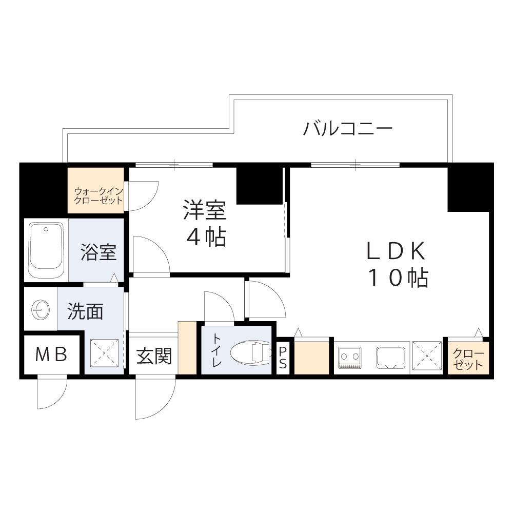 ラ・ピシーヌ南堀江(1LDK/10階)の間取り写真