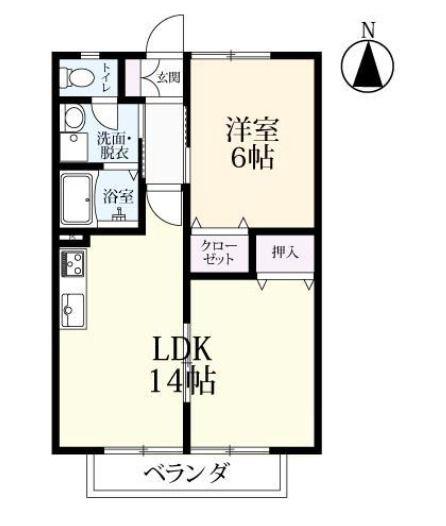 ロッジ久保田 A棟(1LDK/1階)の間取り写真