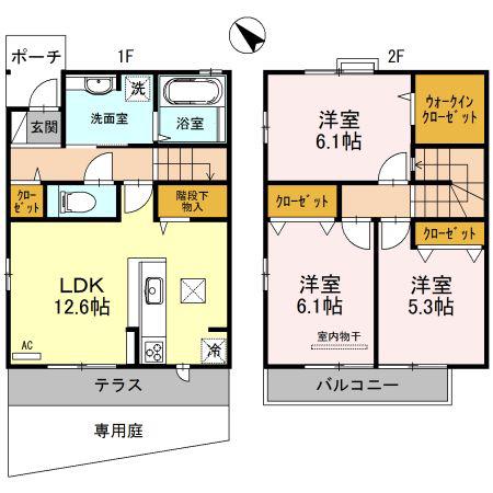 テラス星ヶ丘(3LDK/1階)の間取り写真