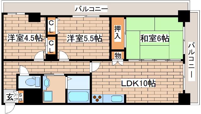 フィール神戸(3LDK/4階)の間取り写真