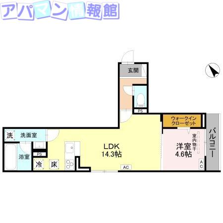 D-ROOM東明(1LDK/2階)の間取り写真