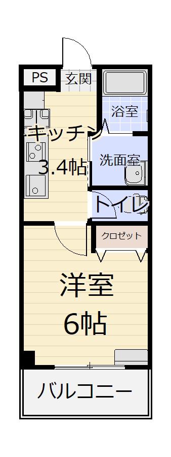 フリーダム卸町(1K/2階)の間取り写真