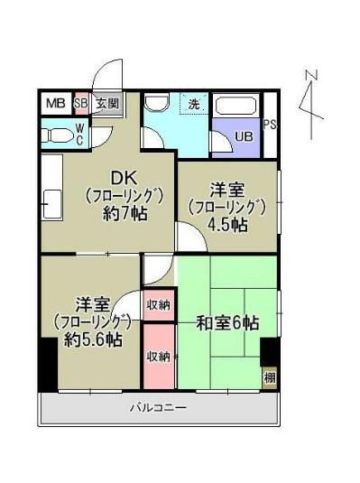 メープルコート東川口(3DK/4階)の間取り写真