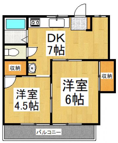 清水マンション(2DK/1階)の間取り写真