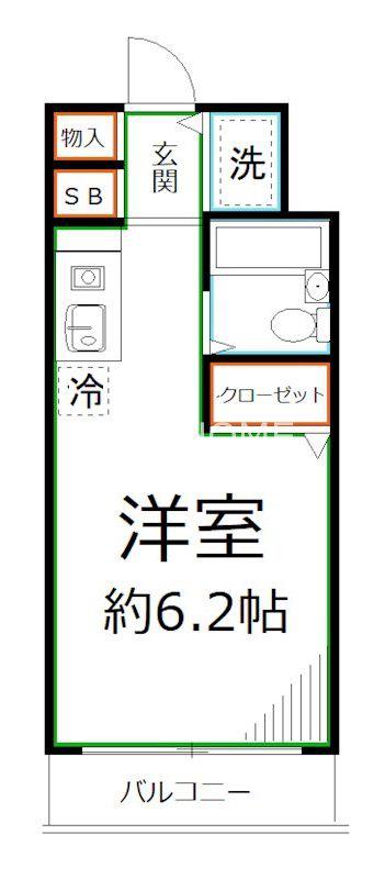 プライムアーバン武蔵野ヒルズB棟(ワンルーム/3階)の間取り写真