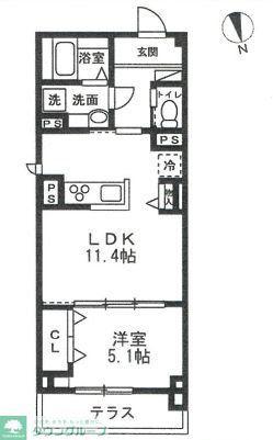 鹿沼台1丁目PJ(1LDK/1階)の間取り写真