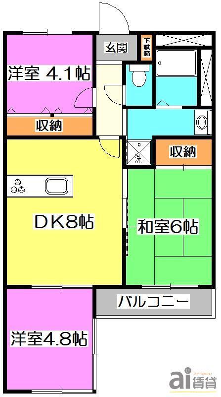 みずほ台KMマンション(3LDK/1階)の間取り写真