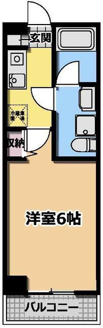 ラ・ヴィスタ西新宿(1K/4階)の間取り写真