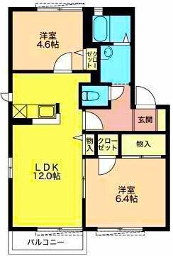カメリアA(2LDK/2階)の間取り写真