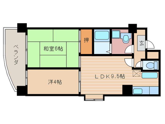 パラシオ西洞院(2LDK/4階)の間取り写真