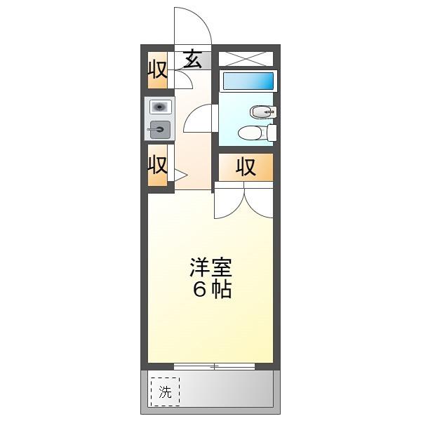 第2キクヤビル(ワンルーム/4階)の間取り写真