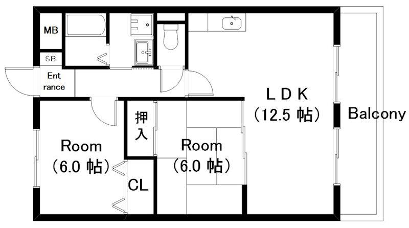 エスポワール(2LDK/3階)の間取り写真