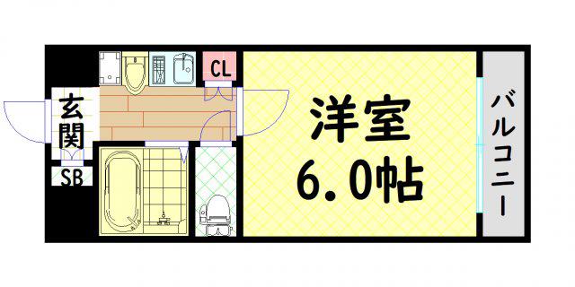 エステムコート心斎橋アルテール(1K/1階)の間取り写真