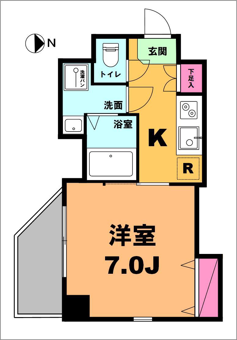 月村マンションNO23(1K/6階)の間取り写真