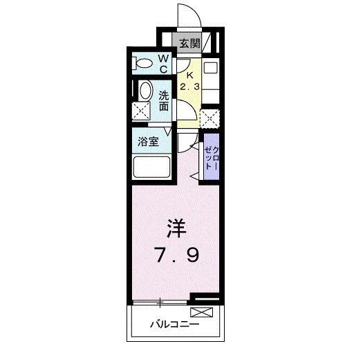 サンメリー辻・鴨宮(1K/2階)の間取り写真