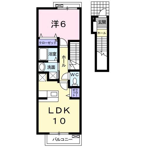 エスペランサI(1LDK/2階)の間取り写真