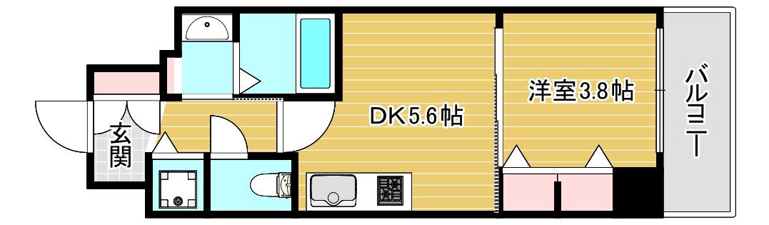 ラクラス本町東(1DK/5階)の間取り写真