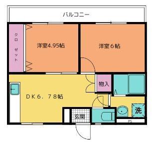 岩出三栄プラザ(2DK/4階)の間取り写真