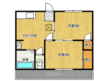 美鈴ハイツ(2DK/2階)の間取り写真