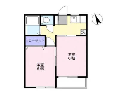 ベルセゾン(2K/2階)の間取り写真