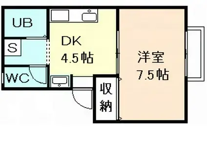 インターハイツ(1DK/1階)の間取り写真