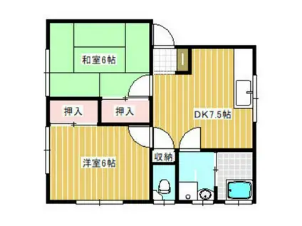 御井コーポII(2DK/1階)の間取り写真