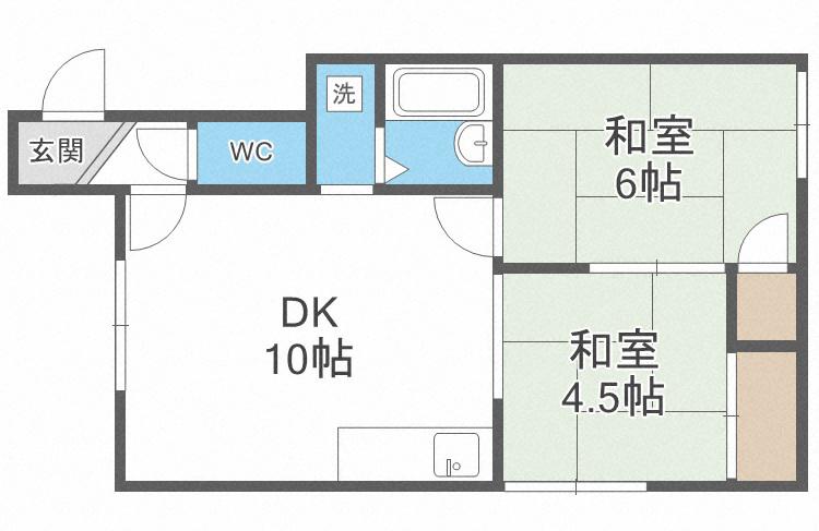 メープルハイツ(2DK/2階)の間取り写真