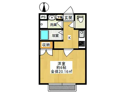 東急田園都市線 三軒茶屋駅 徒歩8分 4階建 築23年(1K/1階)の間取り写真