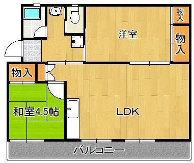 ヴィラナリー中間II 1棟(2LDK/5階)の間取り写真
