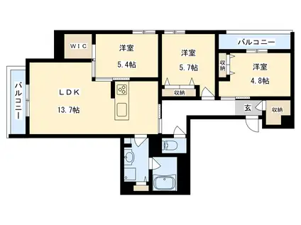 レビジュII(3LDK/2階)の間取り写真