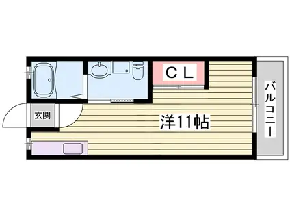 SEADREAM姫路野里駅(1K/1階)の間取り写真