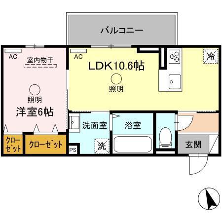 ル・シエル・ブルー(1LDK/3階)の間取り写真