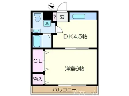 サンメゾン(1DK/2階)の間取り写真