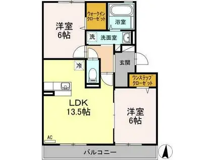 カルチェASUKA(2LDK/3階)の間取り写真