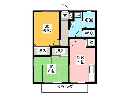 プランドール江崎(2DK/2階)の間取り写真