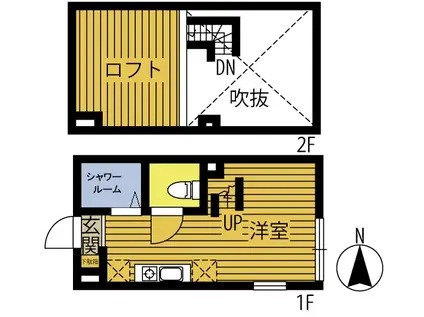 スペース・キャビン(ワンルーム/2階)の間取り写真