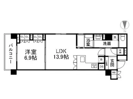 リーガル京都堀川中立売II(1LDK/2階)の間取り写真