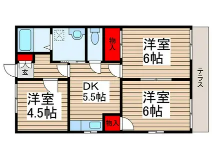 ハイネス藤崎(3DK/1階)の間取り写真