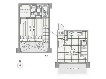 カシータ雑司が谷(1LDK/2階)の間取り写真