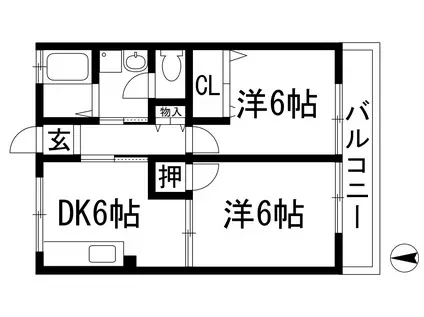 セナ伊丹Ⅰ(2DK/2階)の間取り写真